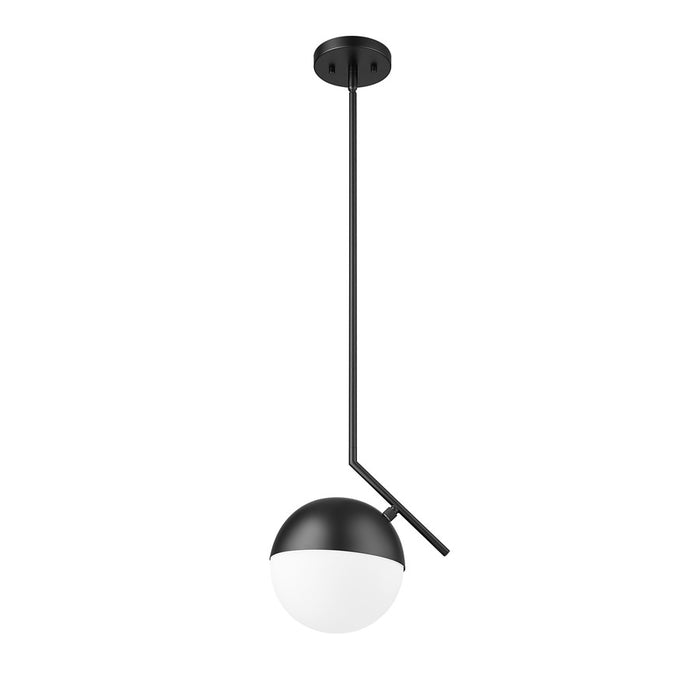 Z-Lite Realm Sphere 1 Light 10.75" Pendant, Matte Black/Matte Opal