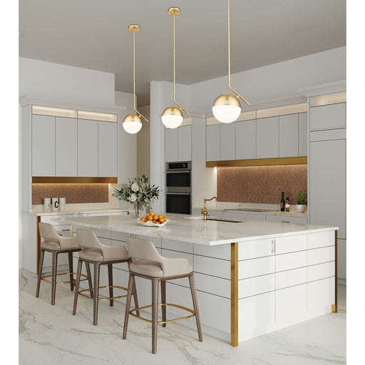 Z-Lite Realm Sphere 1 Light 10.75" Pendant, Modern Gold/Matte Opal