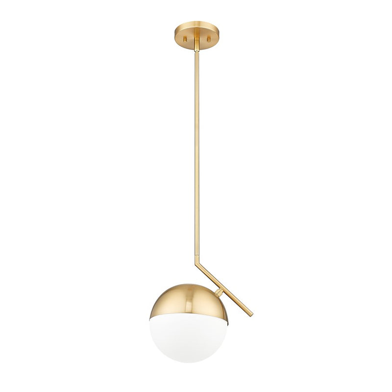 Z-Lite Realm Sphere 1 Light 10.75" Pendant, Modern Gold/Matte Opal