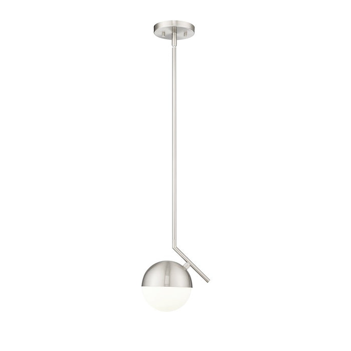 Z-Lite Realm Sphere 1 Light 8.5" Pendant, Brushed Nickel/Matte Opal - 7517P7-BN