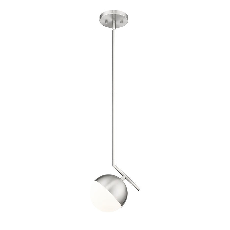 Z-Lite Realm Sphere 1 Light 8.5" Pendant, Brushed Nickel/Matte Opal