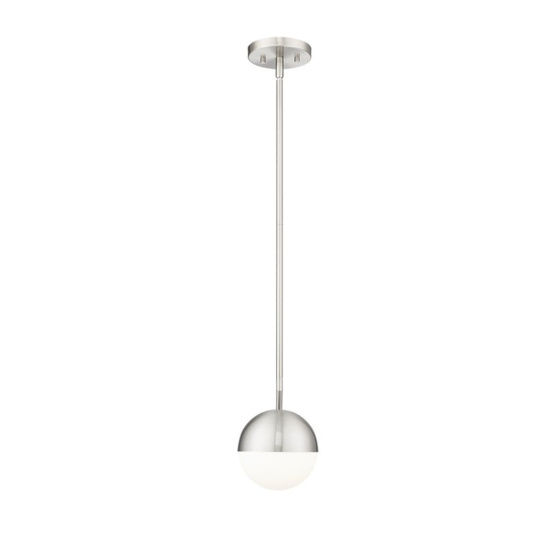 Z-Lite Realm Sphere 1 Light 8.5" Pendant, Brushed Nickel/Matte Opal