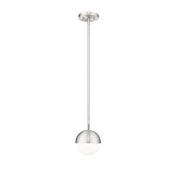 Z-Lite Realm Sphere 1 Light 8.5" Pendant, Brushed Nickel/Matte Opal