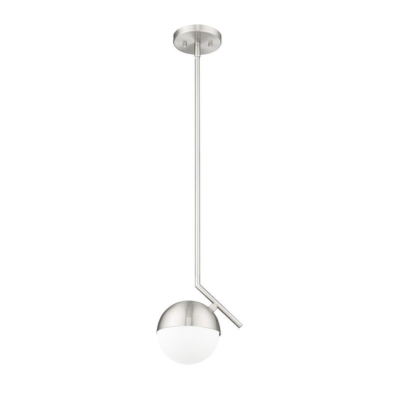 Z-Lite Realm Sphere 1 Light 8.5" Pendant, Brushed Nickel/Matte Opal