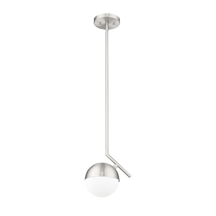 Z-Lite Realm Sphere 1 Light 8.5" Pendant, Brushed Nickel/Matte Opal