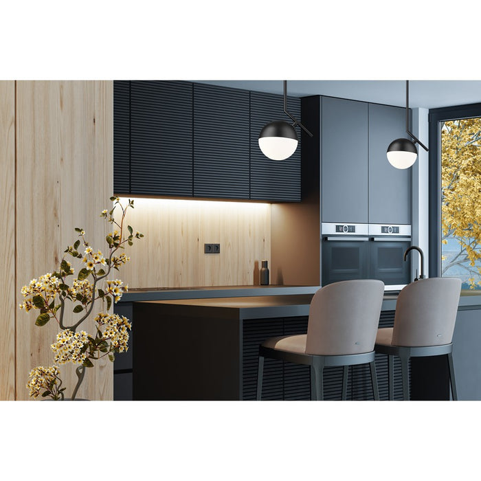 Z-Lite Realm Sphere 1 Light 8.5" Pendant, Matte Black/Matte Opal