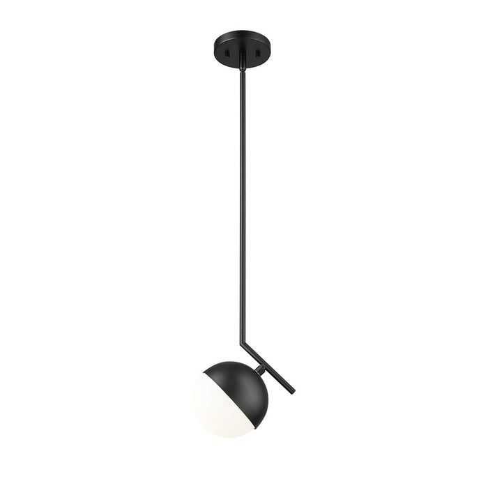 Z-Lite Realm Sphere 1 Light 8.5" Pendant, Matte Black/Matte Opal