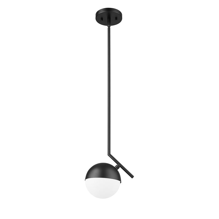 Z-Lite Realm Sphere 1 Light 8.5" Pendant, Matte Black/Matte Opal