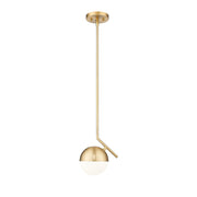 Z-Lite Realm Sphere 1 Light 8.5" Pendant, Modern Gold/Matte Opal - 7517P7-MGLD
