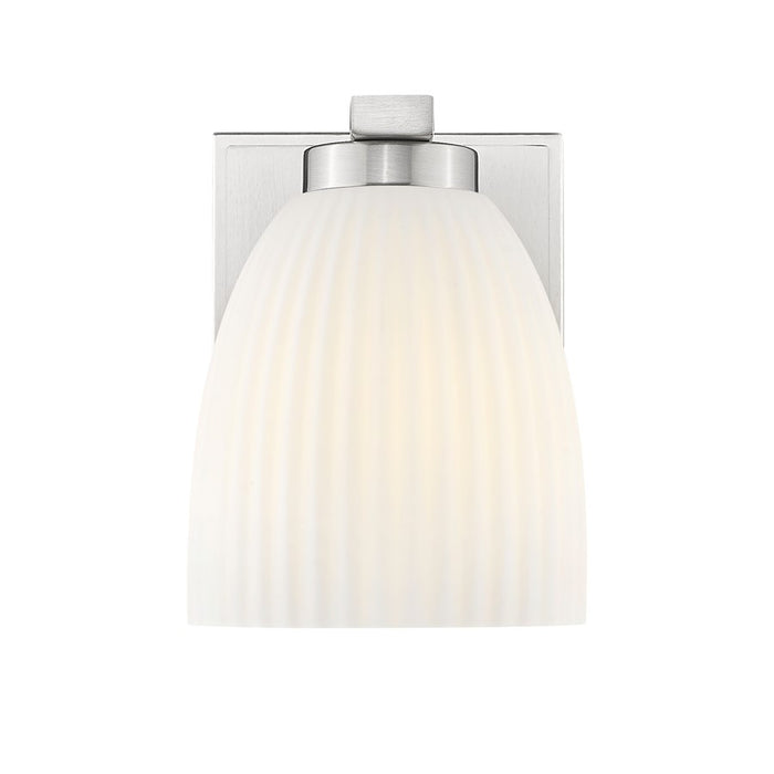 Z-Lite Naya 1 Light Wall Sconce, Brushed Nickel/Matte Opal