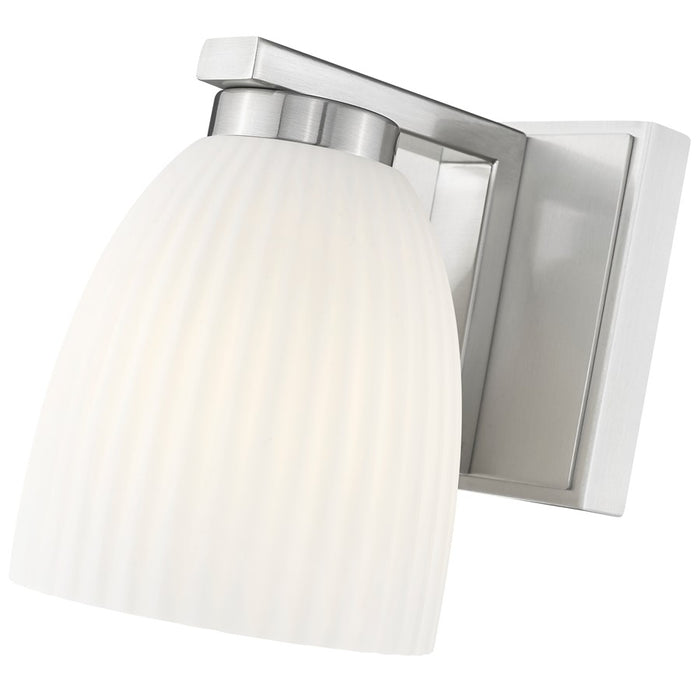 Z-Lite Naya 1 Light Wall Sconce, Brushed Nickel/Matte Opal