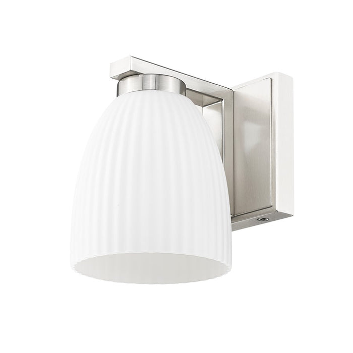 Z-Lite Naya 1 Light Wall Sconce, Brushed Nickel/Matte Opal