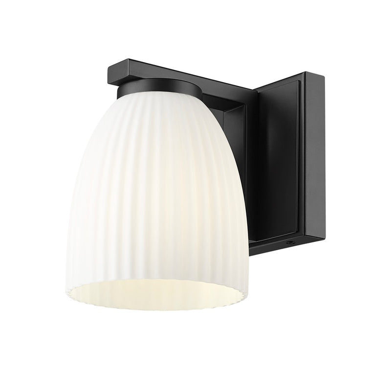 Z-Lite Naya 1 Light Wall Sconce, Matte Black/Matte Opal