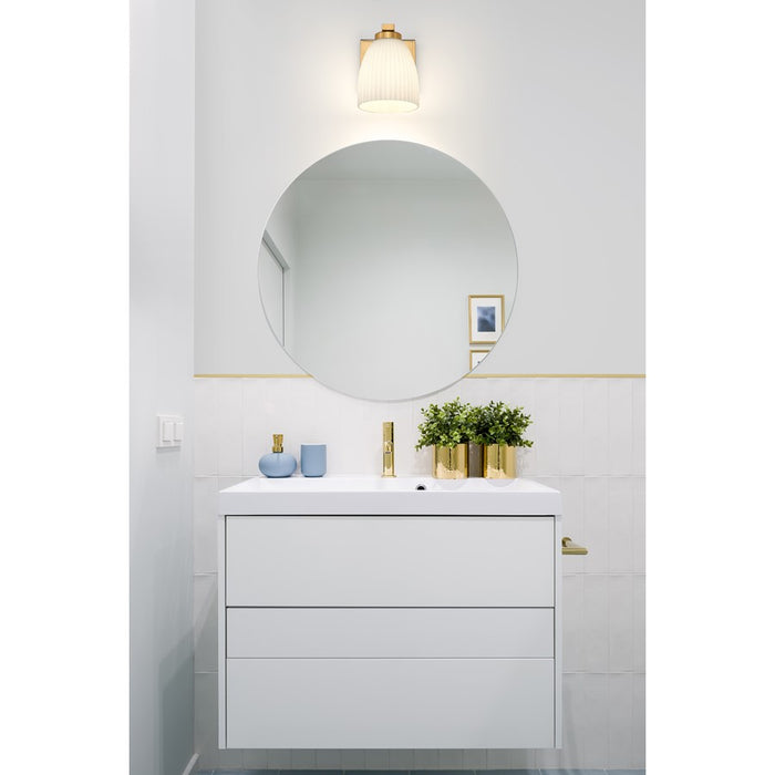 Z-Lite Naya 1 Light Wall Sconce, Modern Gold/Matte Opal