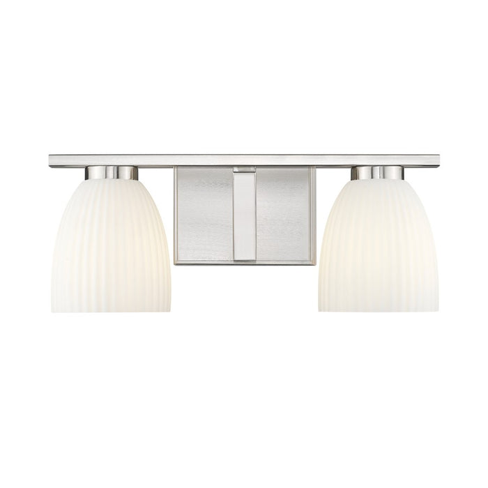Z-Lite Naya 2 Light Vanity, Brushed Nickel/Matte Opal