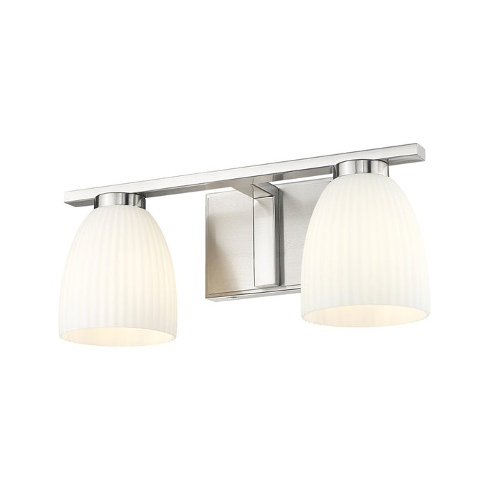 Z-Lite Naya 2 Light Vanity, Brushed Nickel/Matte Opal