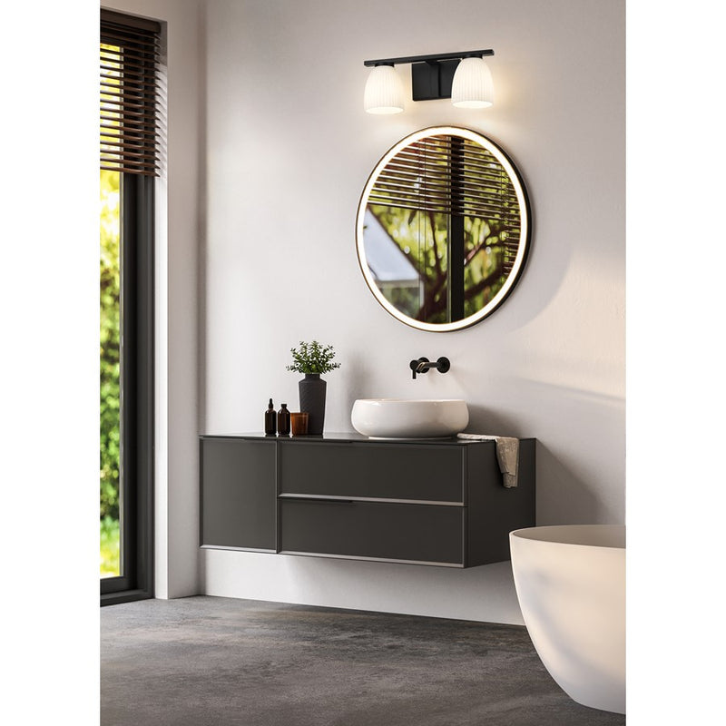 Z-Lite Naya 2 Light Vanity, Matte Black/Matte Opal