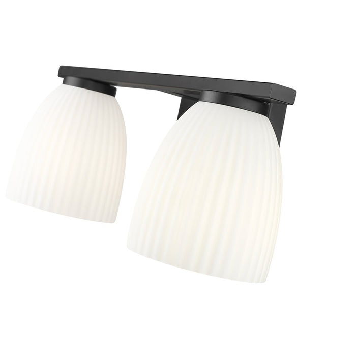 Z-Lite Naya 2 Light Vanity, Matte Black/Matte Opal