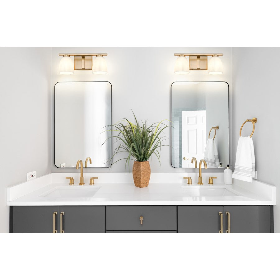 Z-Lite Naya 2 Light Vanity, Modern Gold/Matte Opal