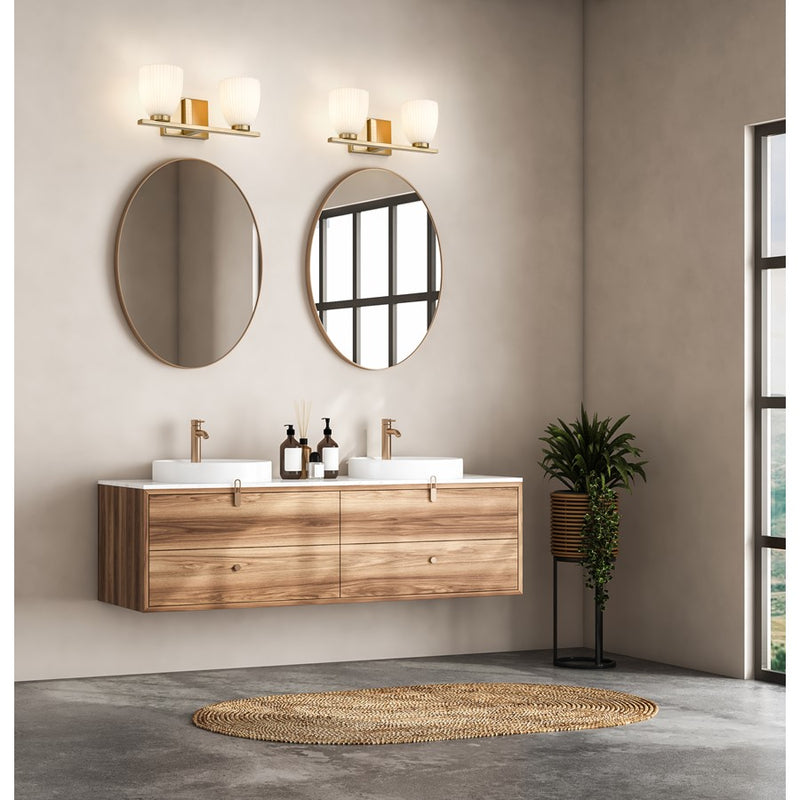 Z-Lite Naya 2 Light Vanity, Modern Gold/Matte Opal