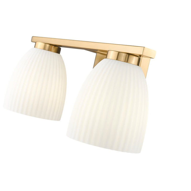 Z-Lite Naya 2 Light Vanity, Modern Gold/Matte Opal