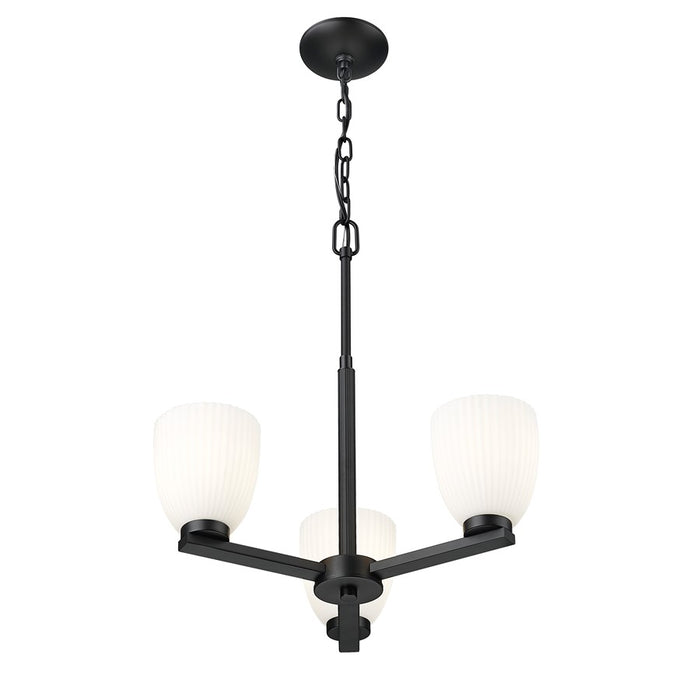 Z-Lite Naya 3 Light Chandelier, Matte Black/Matte Opal