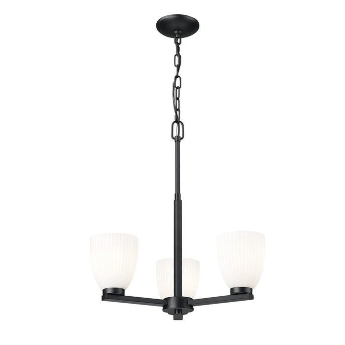 Z-Lite Naya 3 Light Chandelier, Matte Black/Matte Opal