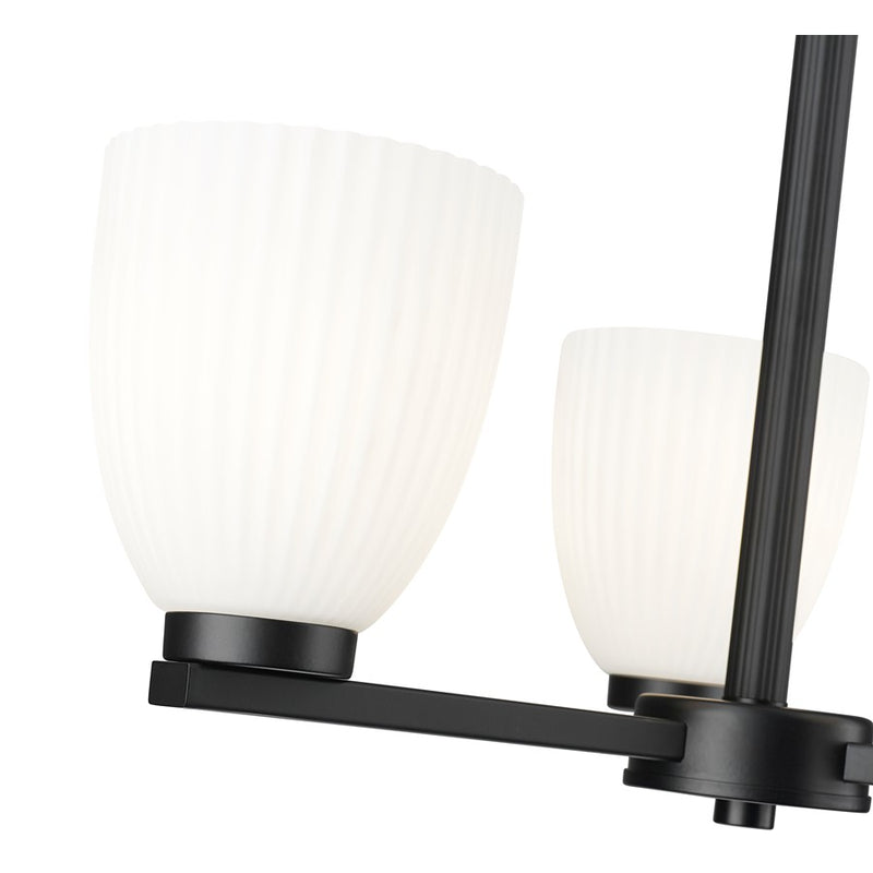 Z-Lite Naya 3 Light Chandelier, Matte Black/Matte Opal