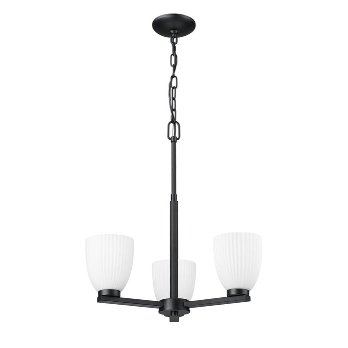 Z-Lite Naya 3 Light Chandelier, Matte Black/Matte Opal