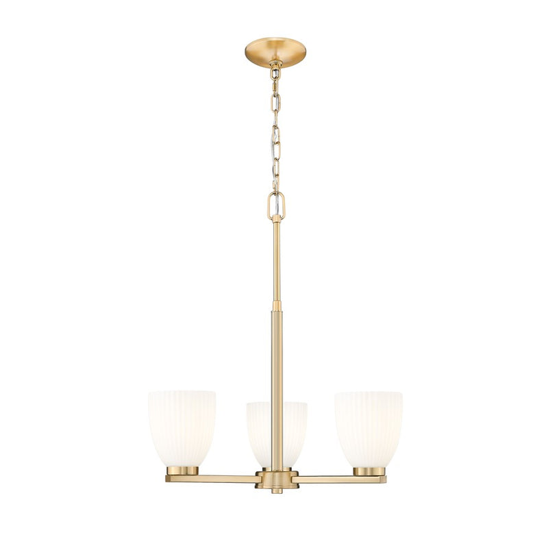 Z-Lite Naya 3 Light Chandelier, Modern Gold/Matte Opal - 7518-3MGLD