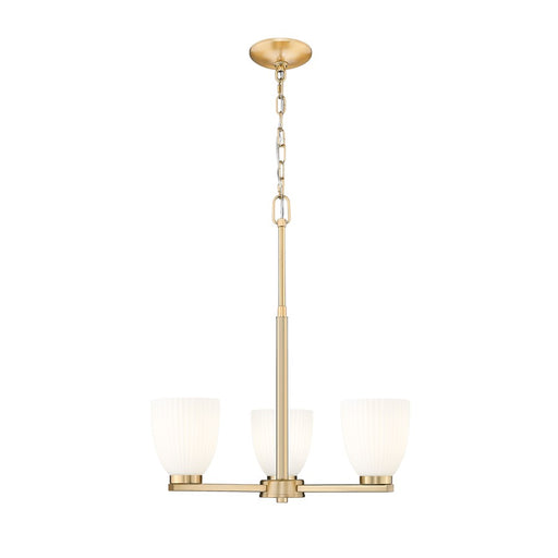 Z-Lite Naya 3 Light Chandelier, Modern Gold/Matte Opal - 7518-3MGLD