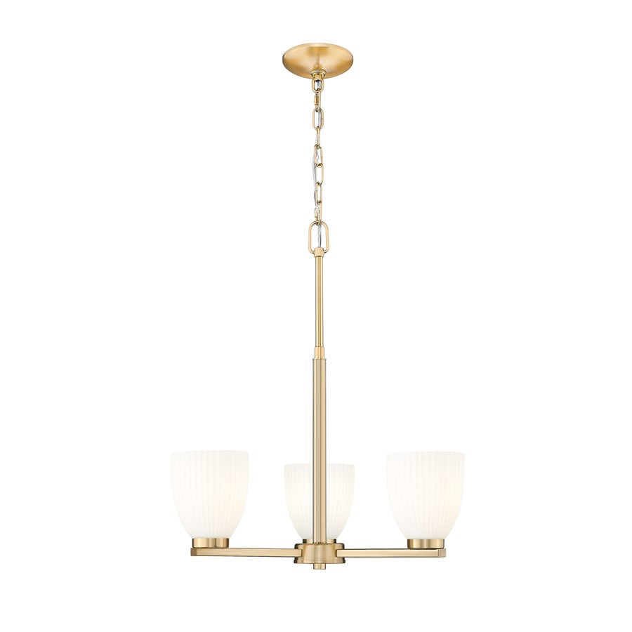 Z-Lite Naya 3 Light Chandelier, Modern Gold/Matte Opal - 7518-3MGLD