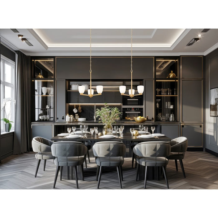 Z-Lite Naya 3 Light Chandelier, Modern Gold/Matte Opal