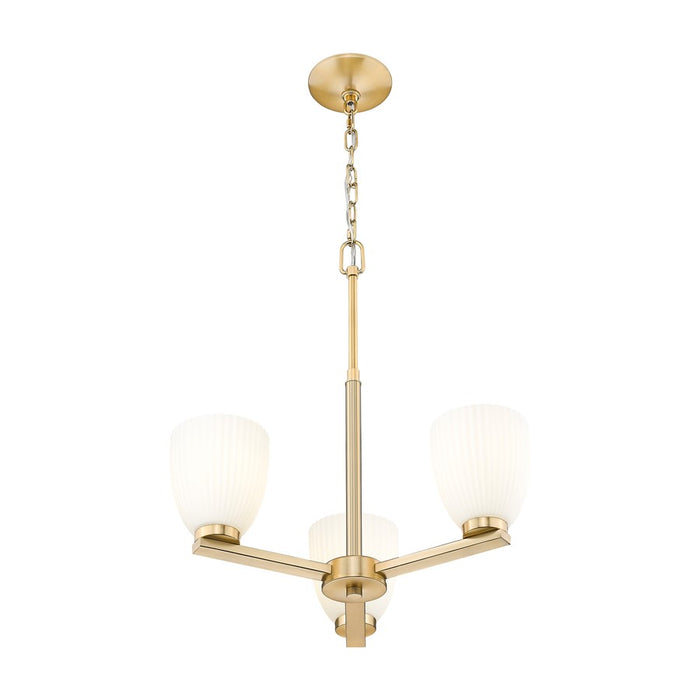 Z-Lite Naya 3 Light Chandelier, Modern Gold/Matte Opal