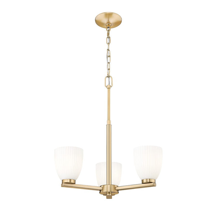 Z-Lite Naya 3 Light Chandelier, Modern Gold/Matte Opal