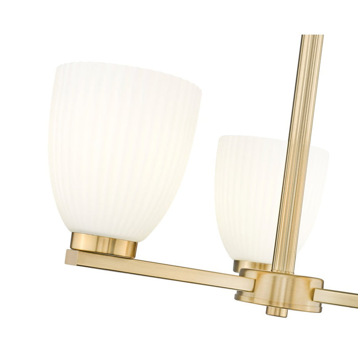 Z-Lite Naya 3 Light Chandelier, Modern Gold/Matte Opal