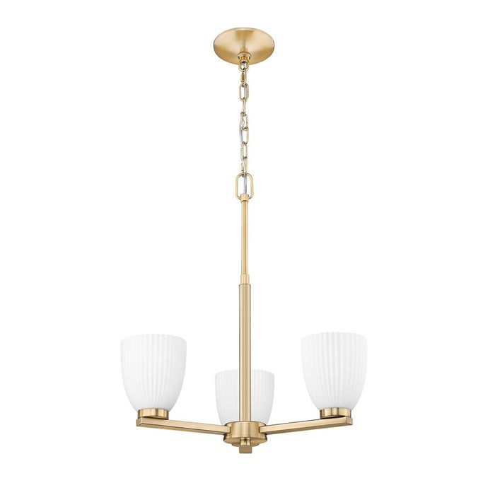 Z-Lite Naya 3 Light Chandelier, Modern Gold/Matte Opal