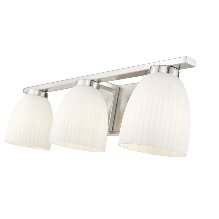 Z-Lite Naya 3 Light Vanity, Brushed Nickel/Matte Opal