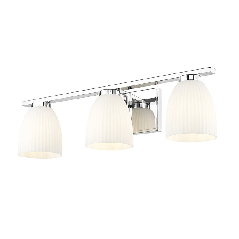 Z-Lite Naya 3 Light Vanity, Chrome/Matte Opal