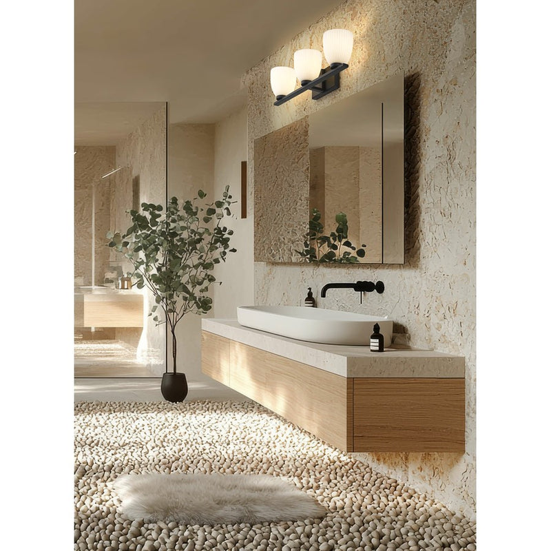 Z-Lite Naya 3 Light Vanity, Matte Black/Matte Opal