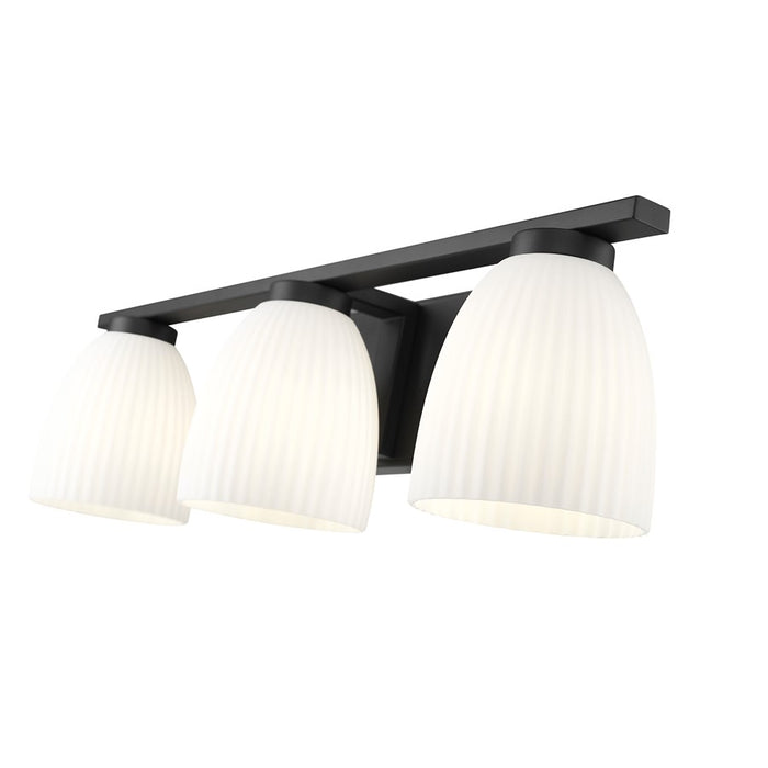 Z-Lite Naya 3 Light Vanity, Matte Black/Matte Opal