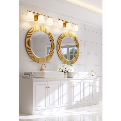 Z-Lite Naya 3 Light Vanity, Modern Gold/Matte Opal