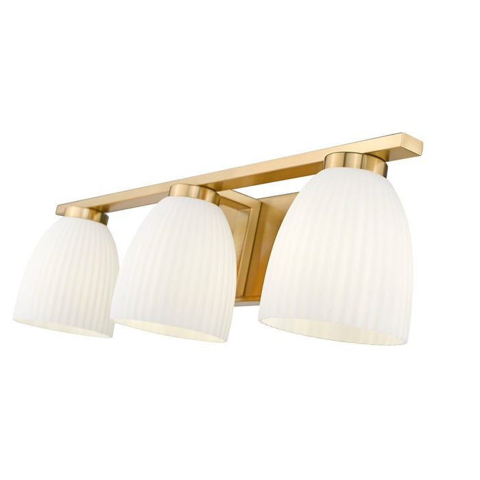 Z-Lite Naya 3 Light Vanity, Modern Gold/Matte Opal