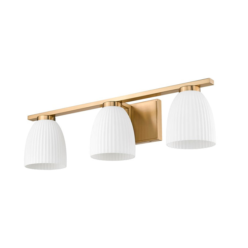 Z-Lite Naya 3 Light Vanity, Modern Gold/Matte Opal