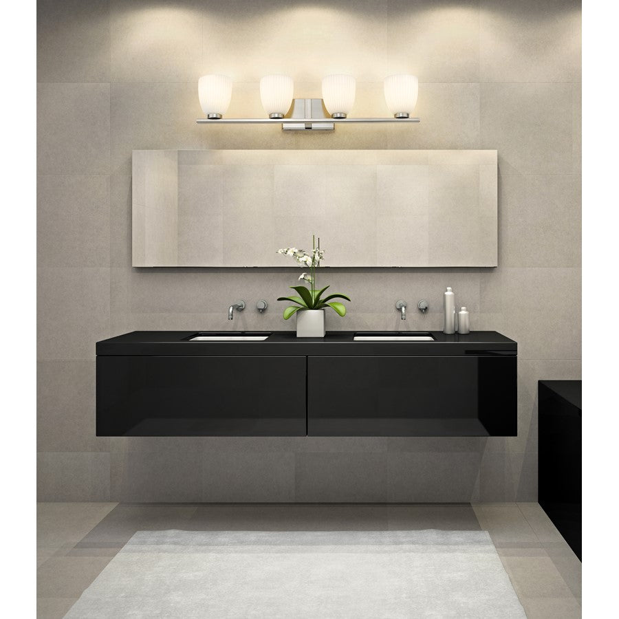 Z-Lite Naya 4 Light Vanity, Brushed Nickel/Matte Opal