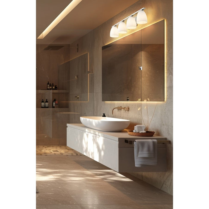 Z-Lite Naya 4 Light Vanity, Brushed Nickel/Matte Opal