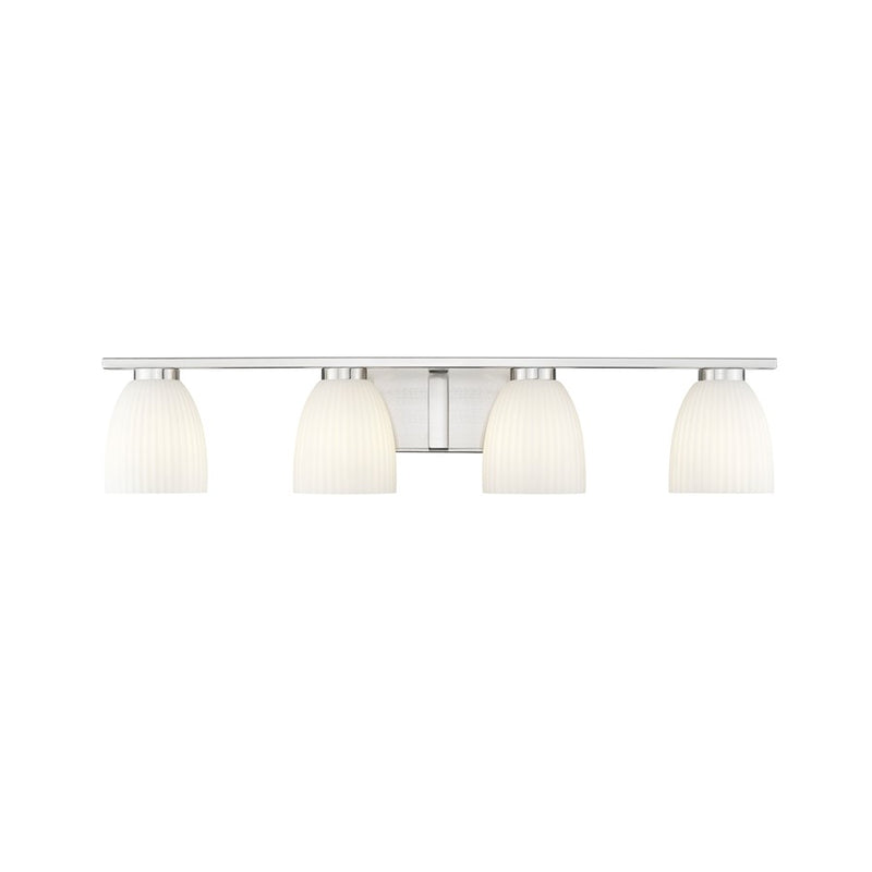 Z-Lite Naya 4 Light Vanity, Brushed Nickel/Matte Opal