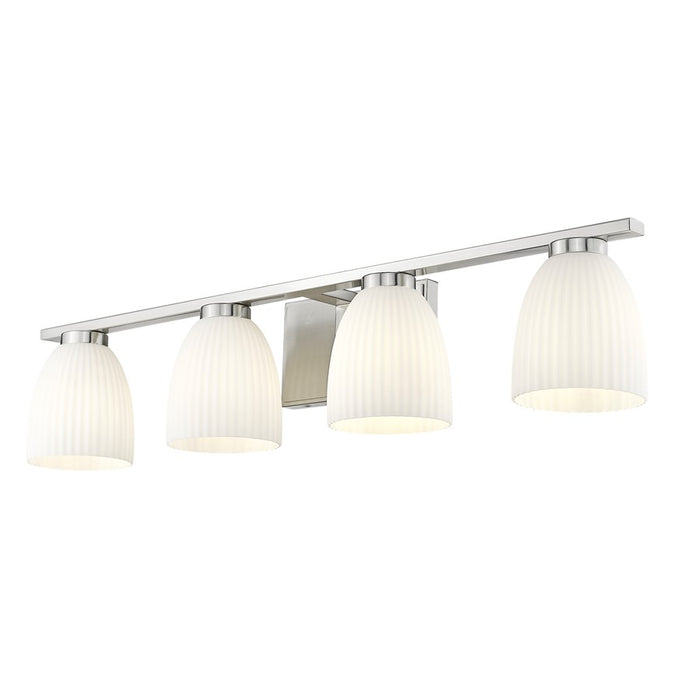 Z-Lite Naya 4 Light Vanity, Brushed Nickel/Matte Opal