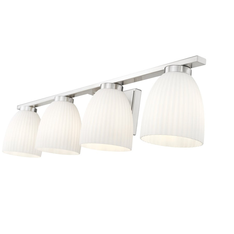 Z-Lite Naya 4 Light Vanity, Brushed Nickel/Matte Opal
