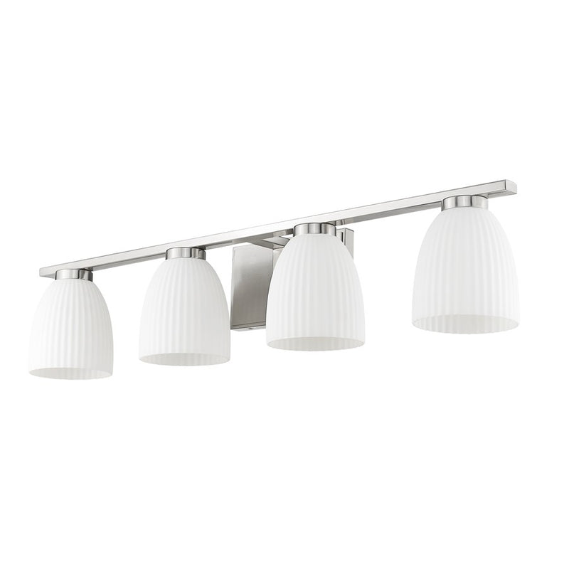 Z-Lite Naya 4 Light Vanity, Brushed Nickel/Matte Opal
